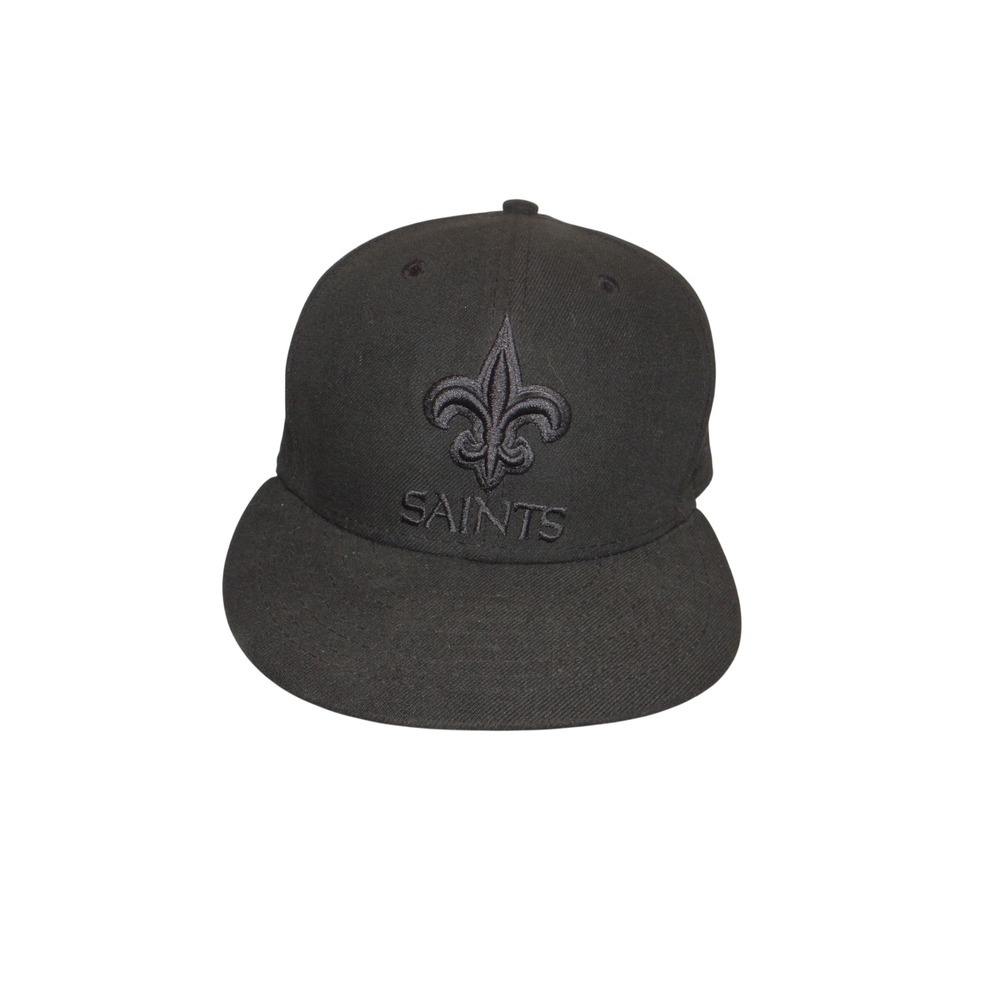 New Era 59FIFTY New Orleans Saints Hat Mens 7 1/4 Black On Black NFL Fitted Cap
